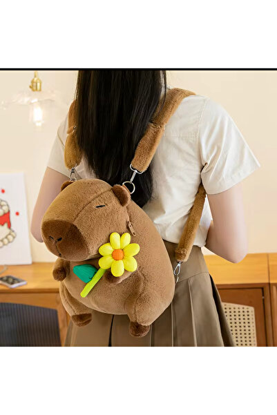 labubu sepeti Capybara Kapibara Peluş Oyuncaklı Sırt Çantası Pofuduk