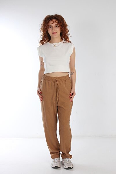 Mckanzie 2021 بنطال أيروبين من الكتان بأرجل أنبوبية