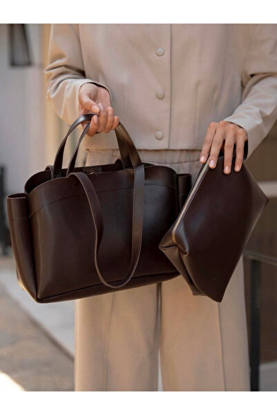 Marvelis حقيبة يد وكتف نسائية من مادريد يافرولو أكي براون بتفاصيل محفظة