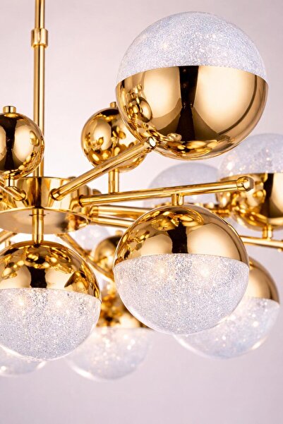 AURA LIGHTING 8+1 Modern Gold 3 Renk LED Kumandalı Ayarlanabilir Salon Avizes...