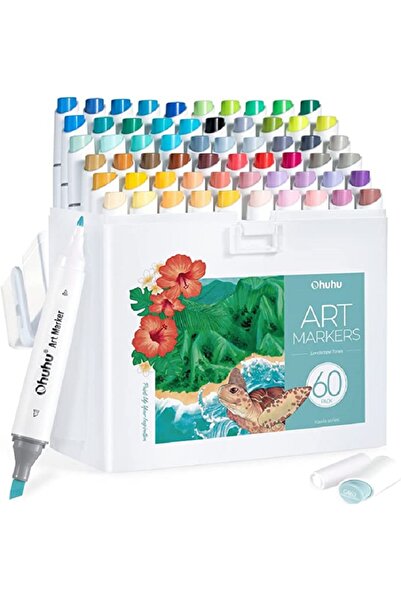 Ohuhu Markere Kaala cu vârf dublu pe bază de alcool, 60 bucăți, subțiri, late...