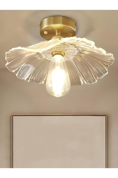 burenze Luxury Classics Tasarım Cam Tekli Tavana Sıfır Avize Şeffaf