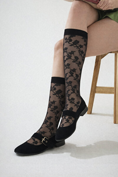 Katia&Bony Γυναικείες λεπτές κάλτσες μέχρι τον αστράγαλο με μοτίβο τριαντάφυλ...