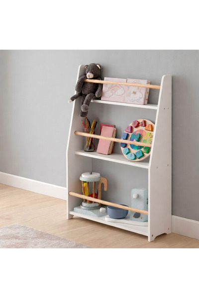 Ahsel Ahşap Montessori Çocuk Odası Mobilyası Beyaz Montessori Duvar Kitaplığı...