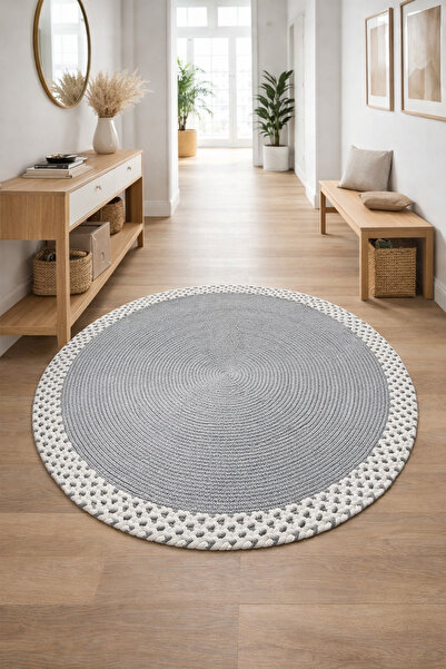 Halımax Rixo Jüt Hasırlı Naturel Çift Taraflı Kilim Yuvarlak Bohem Dekoratif ...