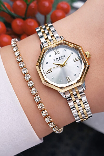Tom Jones Original 2-Year Warranty Women's Wristwatch with Cut Glass + Bracel...