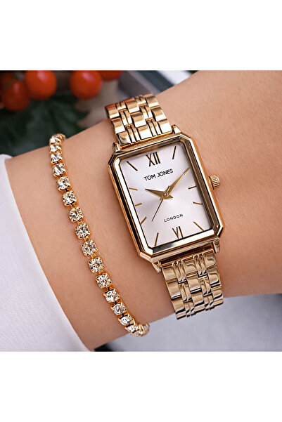 Tom Jones Orjinal 2 Yıl Garantili Kadın Kol Saati Gold Renk Kaplama Çelik Kor...