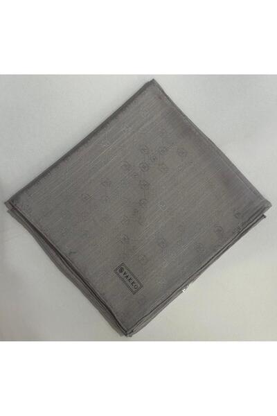Vakko وشاح حريري قطني مونوجرام 3000655-رمادي