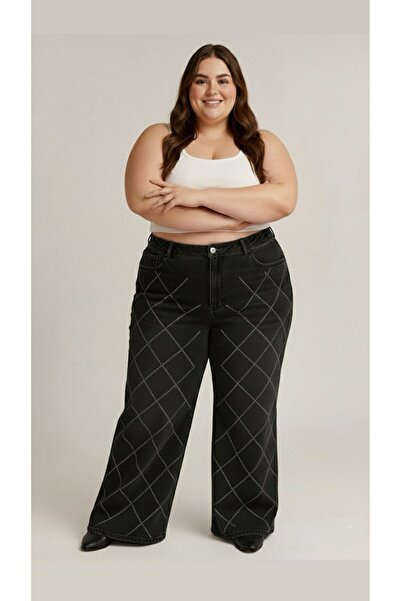 nd jeans Blugi de mărime mare - Pantaloni de blugi premium talie înaltă cu pi...