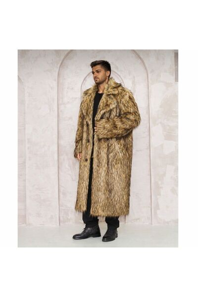 Genel Markalar Suni Kürk Erkek Uzun Kaban