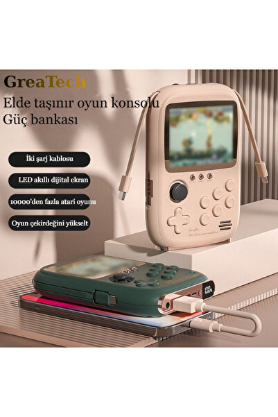 GreaTech Taşınabilir Mini oyun Konsolu iOS-Type-C Hızlı Çift Şarj Girişli Pow...