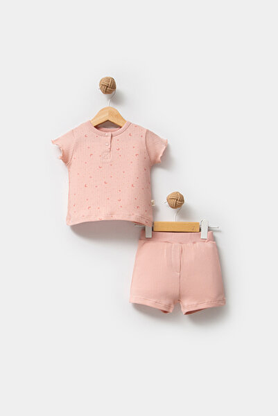 Bubbles طقم شورت بناتي مصنوع من القطن العضوي بنسبة 100% مطبوع عليه نجمة القمر...