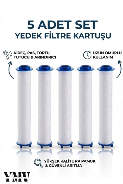 YMV 5 Adet Kireç Pas Tortu Arındırıcı Engelleyici Filtre Filtreli Duş Başlığı...