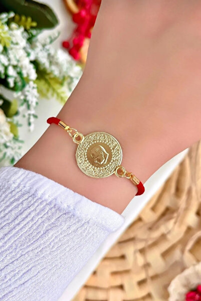 Crc Bijuteri Çeyrekli Kırmızı İp Bileklik