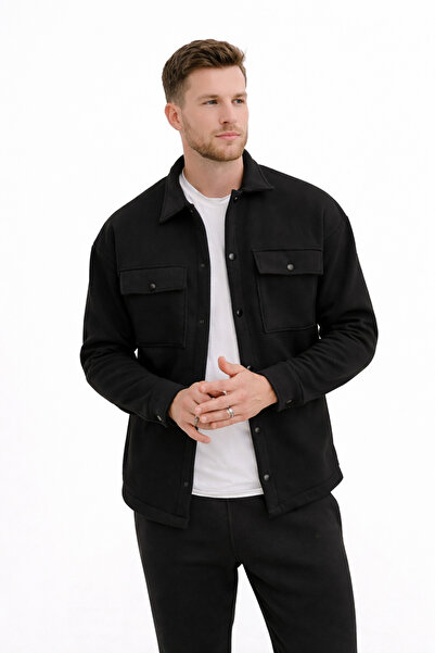 Simyon Styles Erkek Kalın 3 İplik Rahat Çıtçıtlı Gömlek Ceket