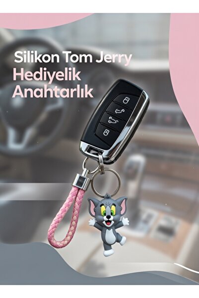 sahmeran oto aksesuar Tom Figürlü 3d Silikon Anahtarlık Ve Çanta Süsü Çift An...
