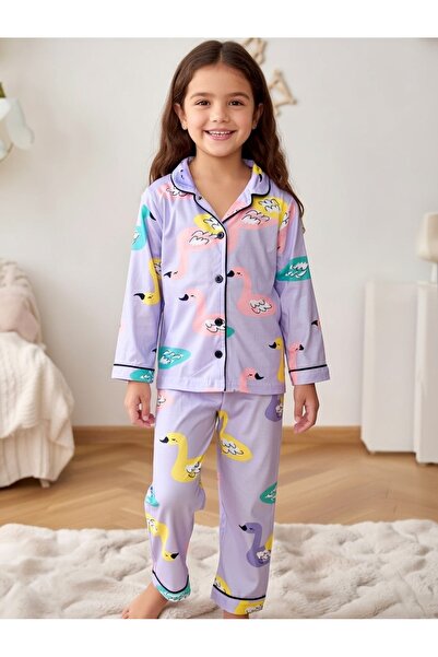 AY GİYİM Combed Cotton Pajama Set for Girls