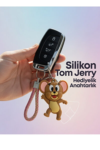 sahmeran oto aksesuar Jery Figürlü 3d Silikon Anahtarlık Ve Çanta Süsü Çift A...