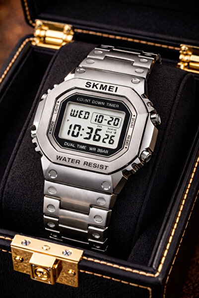 Skmei 1456 Retro Style Silver Color Digital Men's Wrist Watch