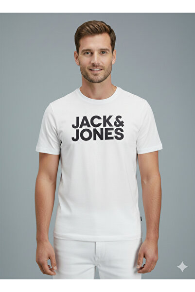 Jack & Jones 12151955 تي شيرت أبيض أسود
