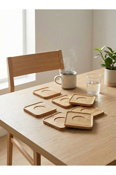 ERKUGO طقم أطباق شاي مربعة من الخيزران مكون من 6 قطع مقاس 10 × 10 سم - أطباق ...