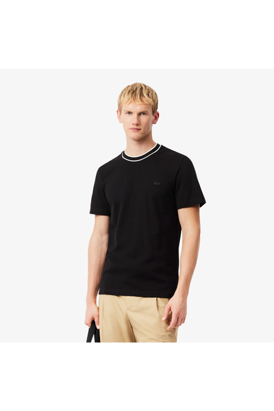 Lacoste تي شيرت بياقة مخططة من قماش بيكيه مطاطي - TH8174-00-031