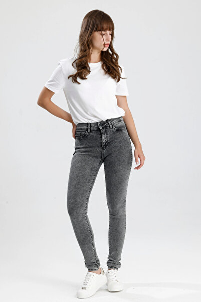 #KadınJean Kar Yıkama Gri Denim Skinny Fit Kesim Mira12 Rahat Kadın Jean Pantolon
