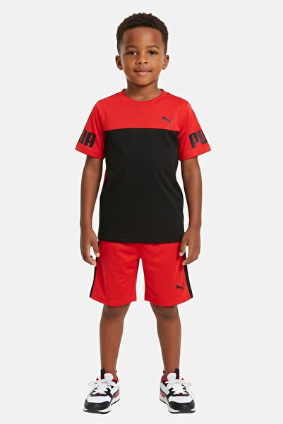 Puma طقم تيشيرت وشورت بشعار العلامة التجارية للأولاد الصغار، قطعتين، متعدد ال...