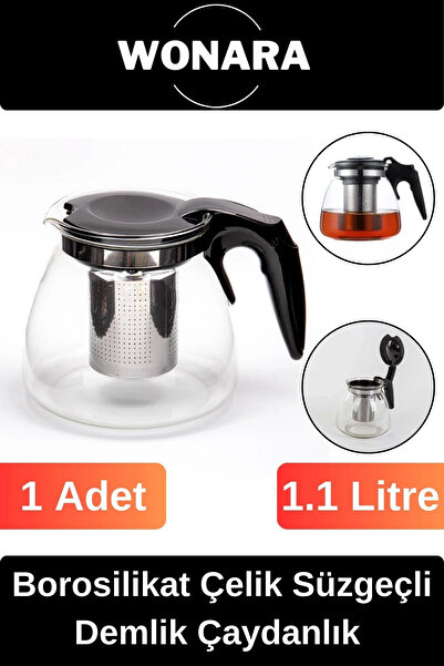 Wonara Özel Üretim Modern Isıya Dayanıklı Borosilikat Çaydanlık Bitki Çayı Çe...