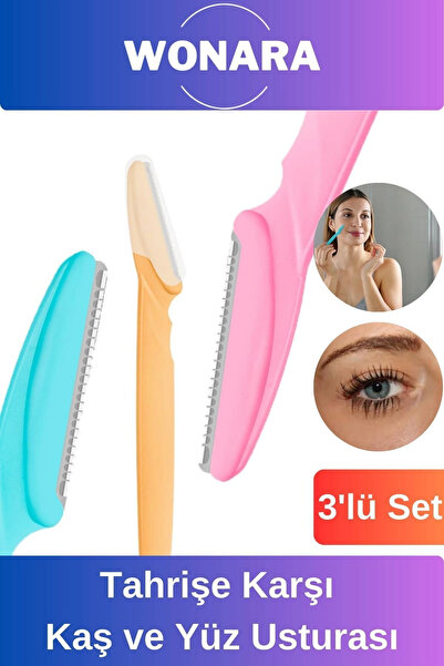Wonara Premium Pratik Tahrişe Karşı Bakım İçin Tüy Yüz Bıyık Alma Aleti 3'lü ...