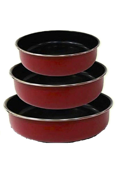 Smart Kitchen 3-piece round oven tray set with non-stick Teflon coating, size...