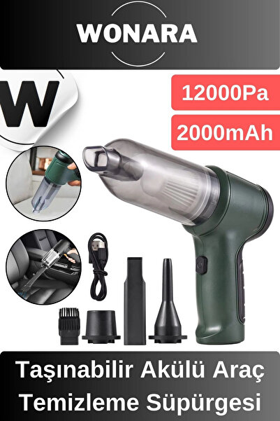 Wonara Premium 12000Pa Güçlü Emiş 2000mAh Otomatik Aydınlatmalı Taşınabilir A...