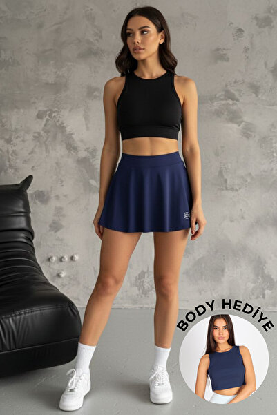 Softandbasic Bol Kesim İçi Taytlı Cep Detaylı Sporcu Şort Etek