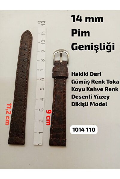 Brality 14 mm Compatible Wristwatch Band Genuine Leather Dark Brown Color Pat...