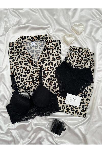 Lena Homewears طقم بيجامة ميلان منقوشة مع ملابس داخلية نسائية