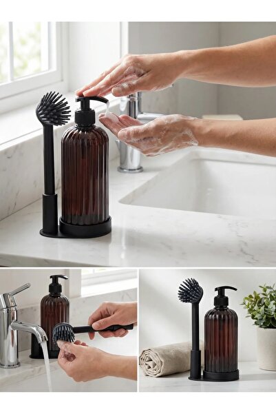 MappleHome Set de curățare pentru bucătărie cu dozator de săpun și suport pen...