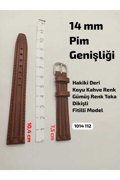 Brality 14 mm Compatible Wristwatch Band Genuine Leather Dark Brown Color Fit...