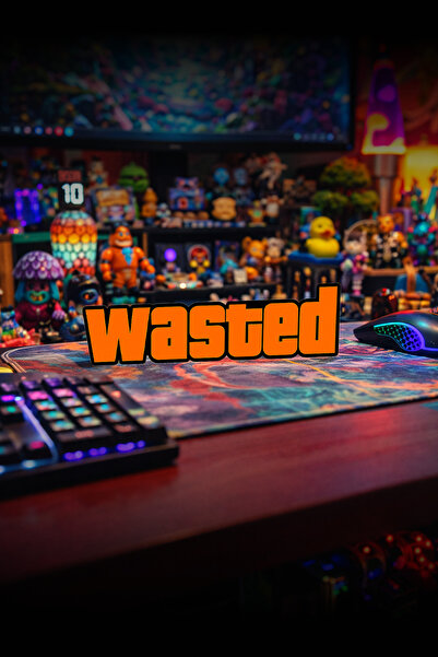 zebu3Design Wasted Yazı Figürü Masa Dekoru - Oyuncu Odası Gaming Aksesuarı Tu...