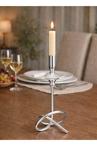 ALQANNAS حامل شموع من الكريستال الفضي بقاعدة من الفولاذ المقاوم للصدأ | حامل ...