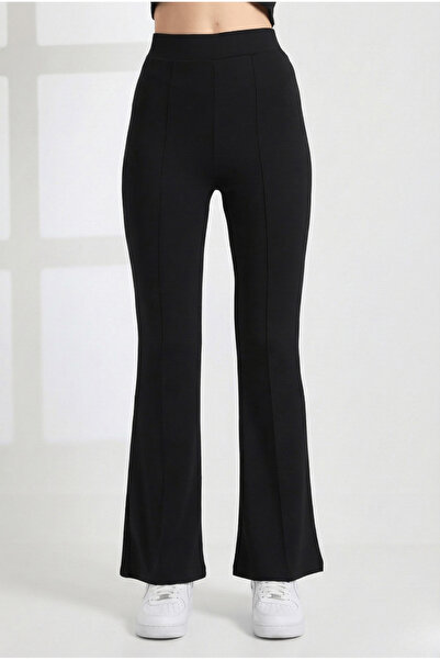 Balta Collection بنطلون نسائي واسع الأرجل من قماش مودال مضلع من الأمام بخصر ع...