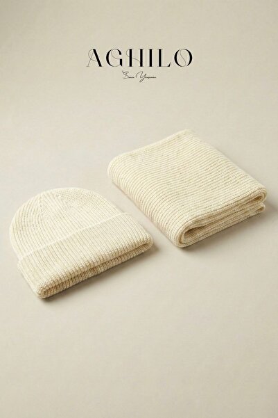 Aghilo Wool Scarf and Beanie Set - Unisex Use