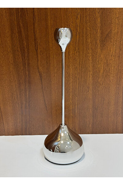 ALQANNAS حامل شموع أنيق من الفولاذ المقاوم للصدأ الفضي، حامل زخرفي عصري طويل ...