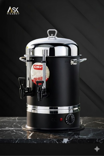 ÇAKIR Çelik Elektrikli Çay Semaveri, 40 Bardak, Endüstriyel Çay Otomatı, Sili...