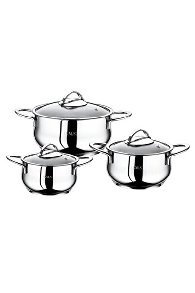 OMS طقم أواني طهي من الفولاذ مكون من 3 قطع