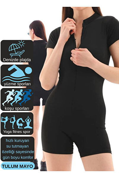 mrmpro بدلة سباحة نسائية رياضية بسحاب أمامي، تجفيف سريع، مقاومة للماء، تأثير ...