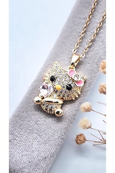 Serenity قلادة هيلو كيتي من الفولاذ المطلي بالمينا مع الأذنين