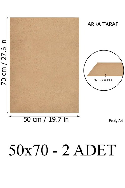 Feoly Art 3 mm 50x70 MDF Plaka (2 ADET) - Hobi, Maket, Ahşap El Sanatları İçi...