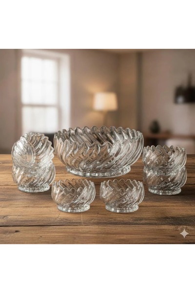 delı glassware Glass Yogurt Set - Large with 6 Small Yogurts | Practical Eleg...