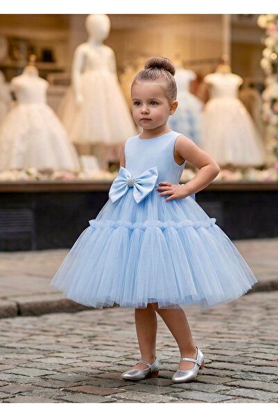 miaras baby Kız Çocuk Fiyonklu Tüllü Abiye