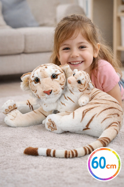 TOYFEST طقم نمر و شبل قطيفة مقاس 60 سم